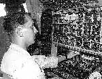 1965 - 67, Ed Metzger on flight engineers panel during operations in the gulf of Tonkin