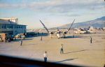 1957 - 58, View of NAS Cubi Pt. P.I. flight line and S2 taxiing out for a flight.