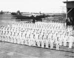 June 18, 1952 Cdr. F. P. Anderson inspects the troops during the VW-1 Commissioning ceremony at NAS Barbers Point territory of Hawaii