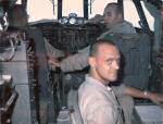  Gary Oulman on TE-00's flight engineers panal, Lcdr Brouillard pictured in the co-pilots seat.